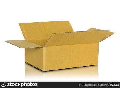 opened cardboard box isolated on white background