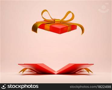 Opened Christmas gift box for product advertisement, 3d illustration