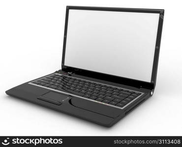 Opened laptop on white isolated background. 3d