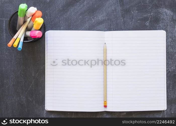 opened notebook chalkboard