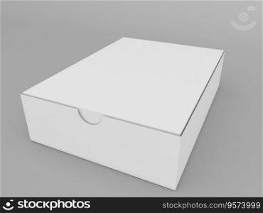 Opening paper box on a gray background. 3d render illustration.. Opening paper box on a gray background. 
