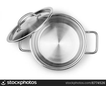 Opening Pot Top View isolated on white with clipping path
