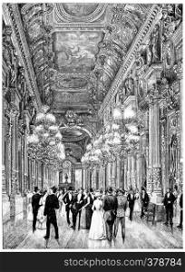 Opera, the focus of the public, vintage engraved illustration. Paris - Auguste VITU ? 1890.