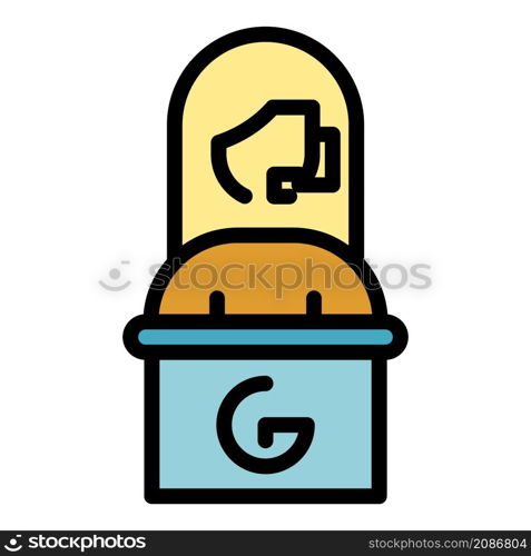 Operator in airport icon. Outline operator in airport vector icon color flat isolated. Operator in airport icon color outline vector