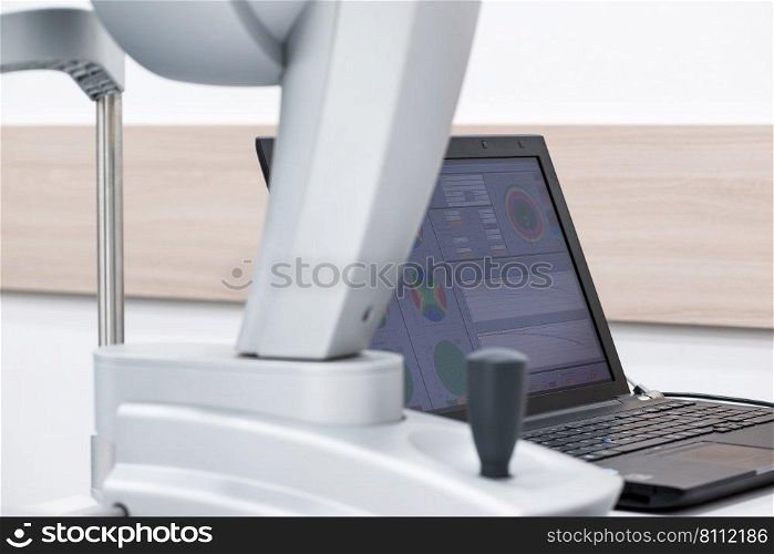 ophthalmologic scanner. modern medical equipment in eye hospital. medicine concept. equipment in the eye clinic