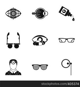 Ophthalmology icons set. Simple illustration of 9 ophthalmology vector icons for web. Ophthalmology icons set, simple style