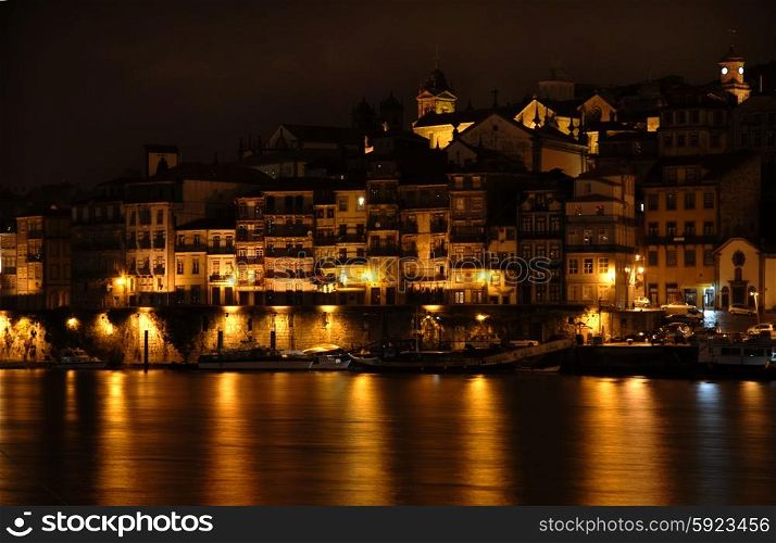 oporto city by night in the north of portugal