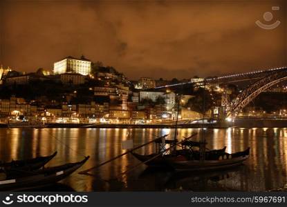 oporto town by night in the north of portugal