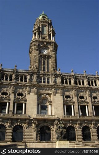 Oporto, Town Hall at Avenida dos Aliados. In the north of Portugal