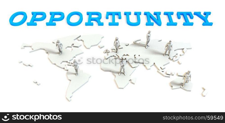 Opportunity Global Business Abstract with People Standing on Map. Opportunity Global Business