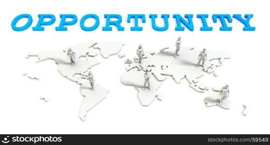 Opportunity Global Business Abstract with People Standing on Map. Opportunity Global Business