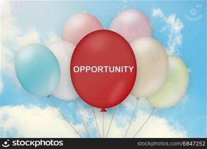 opportunity on balloon with blue sky background