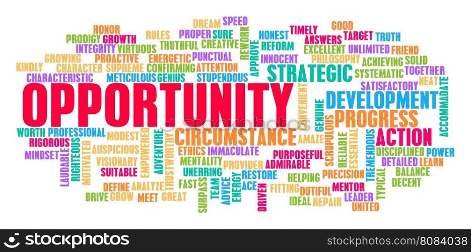 Opportunity Word Cloud Concept on White. Opportunity Word Cloud Concept