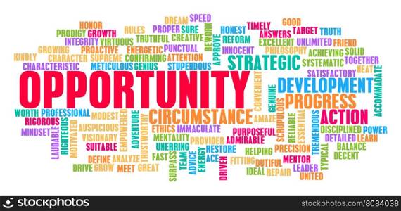 Opportunity Word Cloud Concept on White. Opportunity Word Cloud Concept