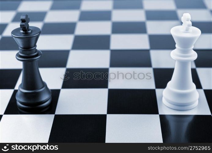 Opposition. Chessmen of competing kings, conceptual concept of competition