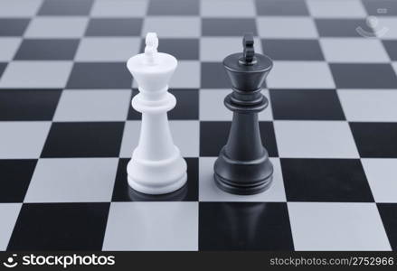 Opposition. Chessmen of competing kings, conceptual concept of competition