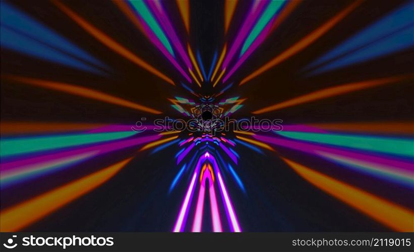 Optical 3d render tunnel with dynamic spatial lines and futuristic distortion. Jump into hyperspace with distorted wave rotation and bright perspective acceleration warp speed. Optical 3d render tunnel with dynamic spatial lines and futuristic distortion. Jump into hyperspace with distorted wave rotation and bright perspective acceleration warp speed.. Portal from geometric stripes abstract background.