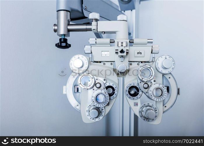 Optical equipment for testing vision. Professional medical machine. Ophthalmology.. Optical equipment for testing vision.