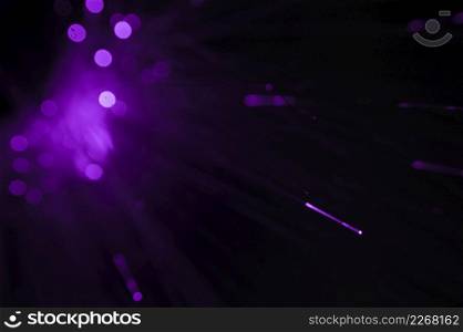 optical fiber cables with purple light