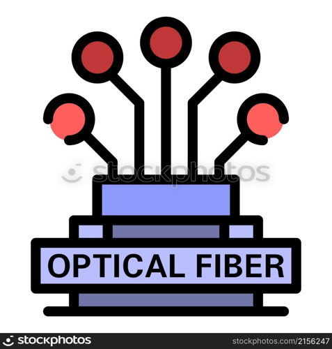 Optical fiber logo icon. Outline optical fiber logo vector icon color flat isolated. Optical fiber logo icon color outline vector