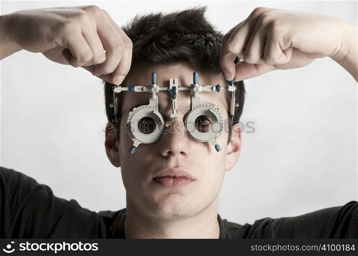 Optometrist in exam