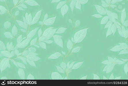 Opulent Elegance  Luxury Floral Pattern with Gold Leaves on Pastel Green Background. Generative AI.