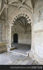 Oranate arched doorway in Jeronimos Monastery in Lisbon, Portugal.
