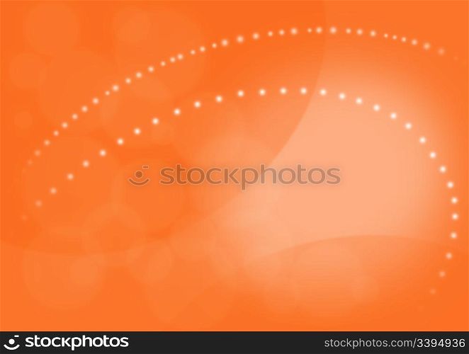 orange abstract background of concentric curves, dots and circles