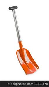 Orange aluminum alloy shovel isolated on white