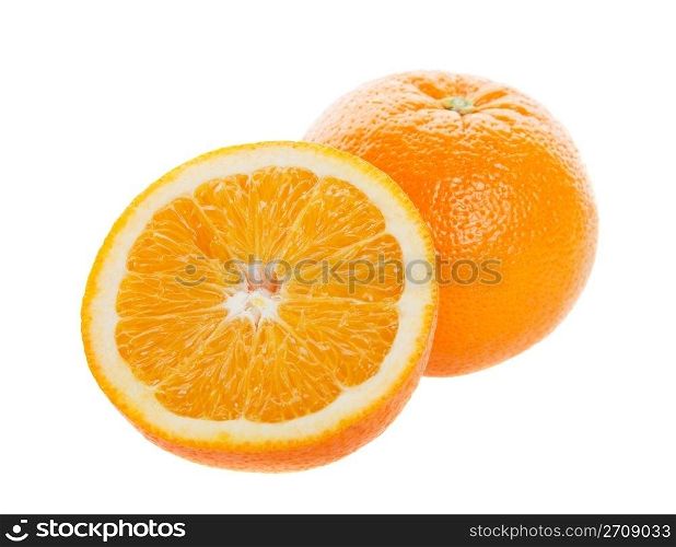 Orange and a half, studio isolated on white background.