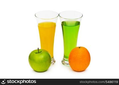 Orange and apple cocktail isolated on the white background