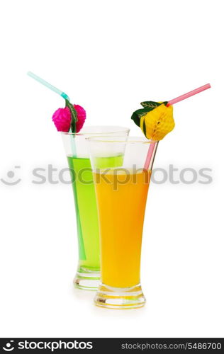 Orange and apple cocktail isolated on the white background