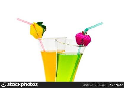 Orange and apple cocktail isolated on the white background