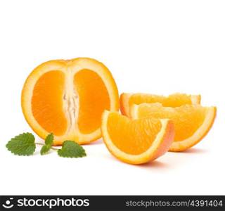 Orange and citron mint leaf isolated on white background