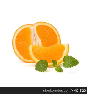 Orange and citron mint leaf isolated on white background