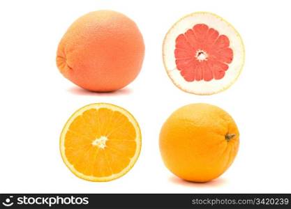 Orange and Grapefruit isolated on White Background