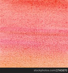Orange and pink warm colors watercolor paint canvas texture background.