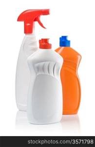 orange and white bottles for clean