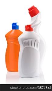 orange and white bottles for clean