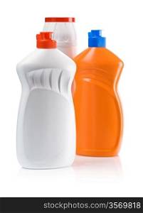 orange and white kitchen bottles