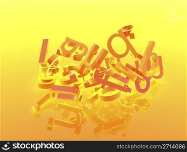 Orange background with falling 3d letters