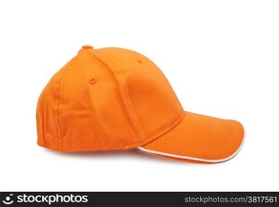 orange baseball cap isolated on white background, studio shot