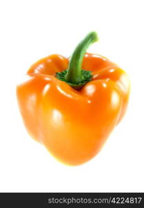 Orange bell pepper on white background. Orange bell pepper