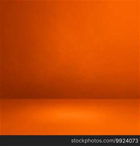 Orange concrete interior background. Empty template scene. Empty orange concrete interior background