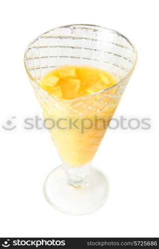 Orange dessert on white background