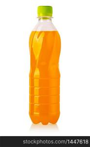 Orange Drink Soda bottle isolated on white with clipping path