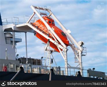 orange freefall life boat for emergency evacuation