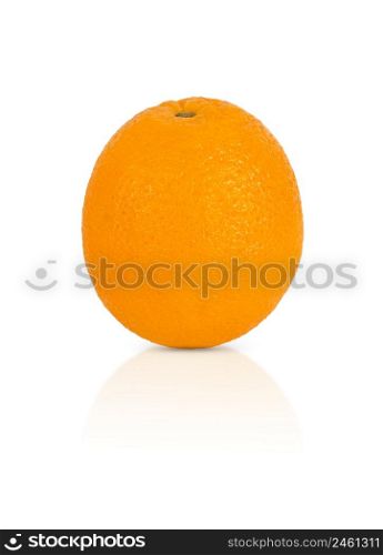 Orange fruit isolated on a white background with shadow and reflection.. Orange fruit isolated on white background with shadow and reflection.