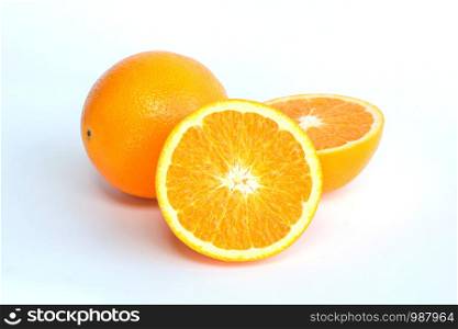Orange fruit on white background.