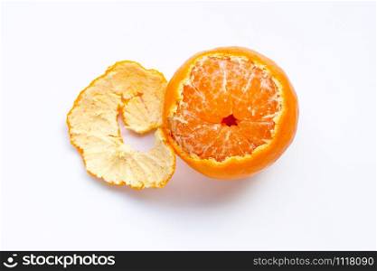 Orange fruit on white background. Top view